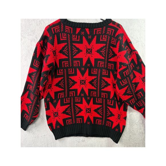 Checkmate Vintage Red & Black Geometric Pullover Sweater – Size M - Picture 2 of 5